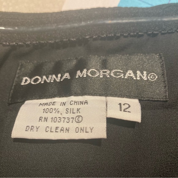 DONNA MORGAN Sz 12 100% Silk Ruching Waist Halter Top A-line Skirt Lined Dress - Picture 8 of 11